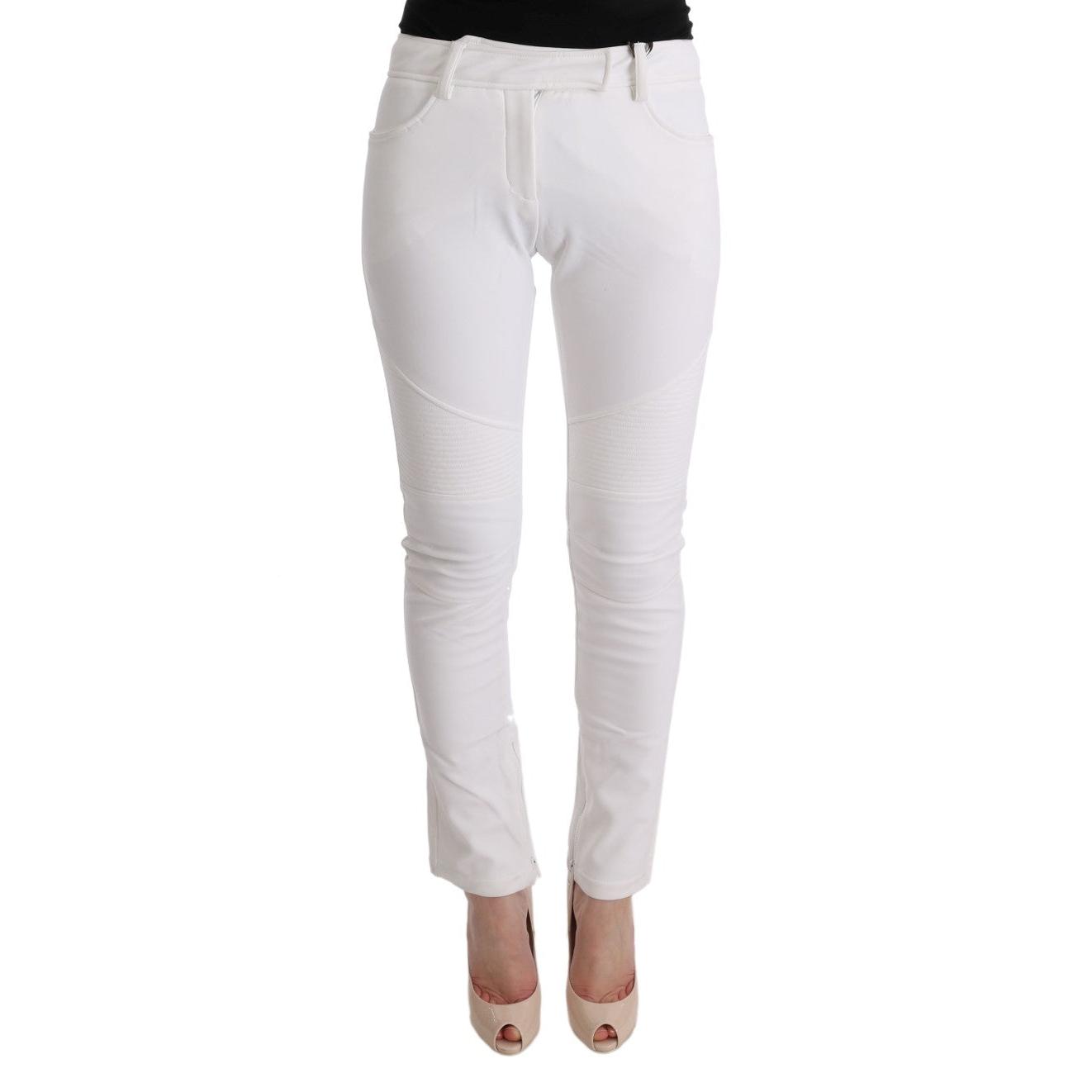 White Cotton Slim Fit Casual Pants - coffeewithmee2