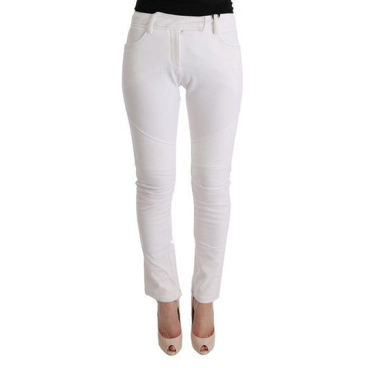 White Cotton Slim Fit Casual Pants - coffeewithmee2