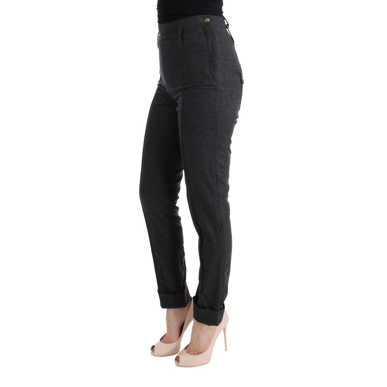 Gray Virgin Wool Skinny Casual Pants - coffeewithmee2