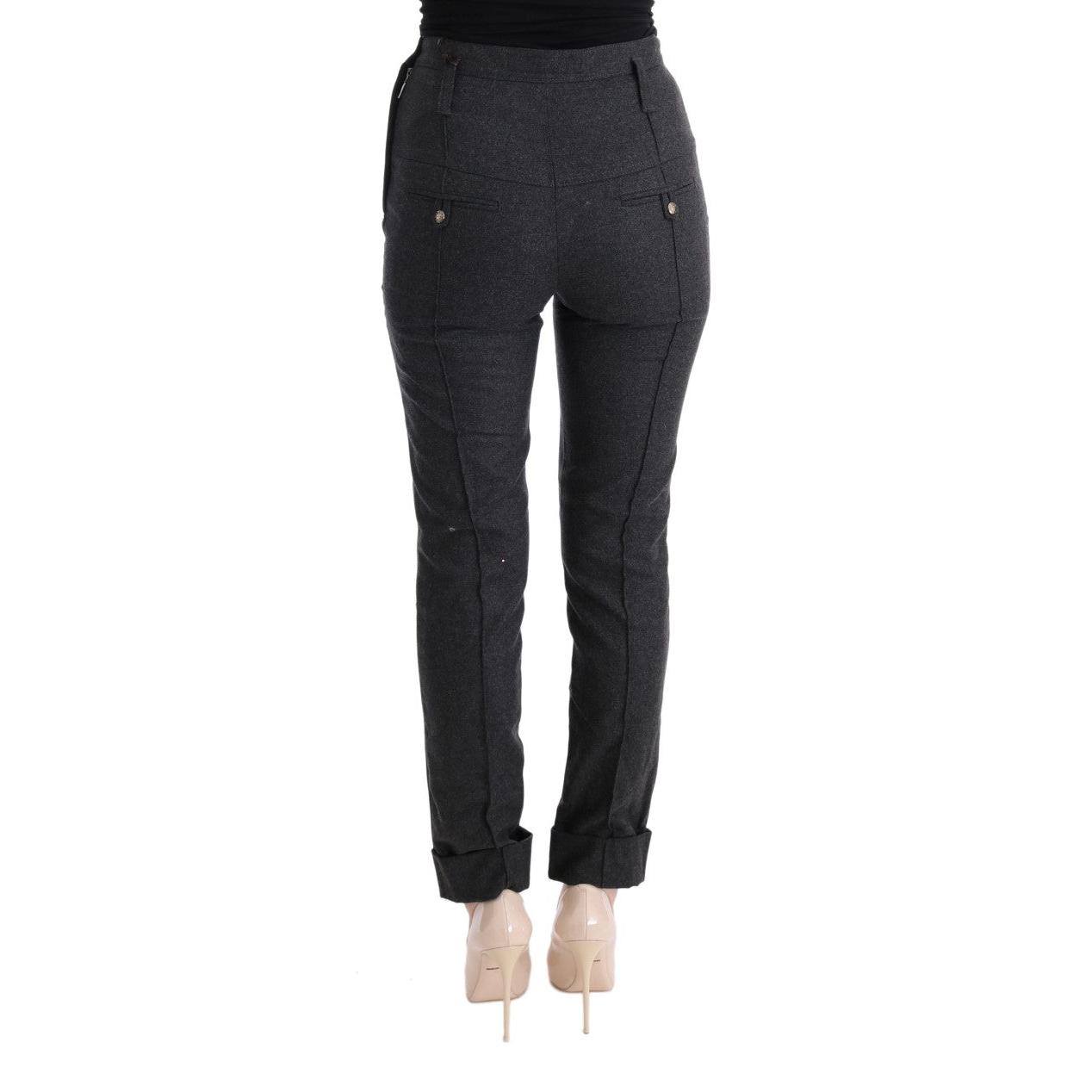 Gray Virgin Wool Skinny Casual Pants - coffeewithmee2