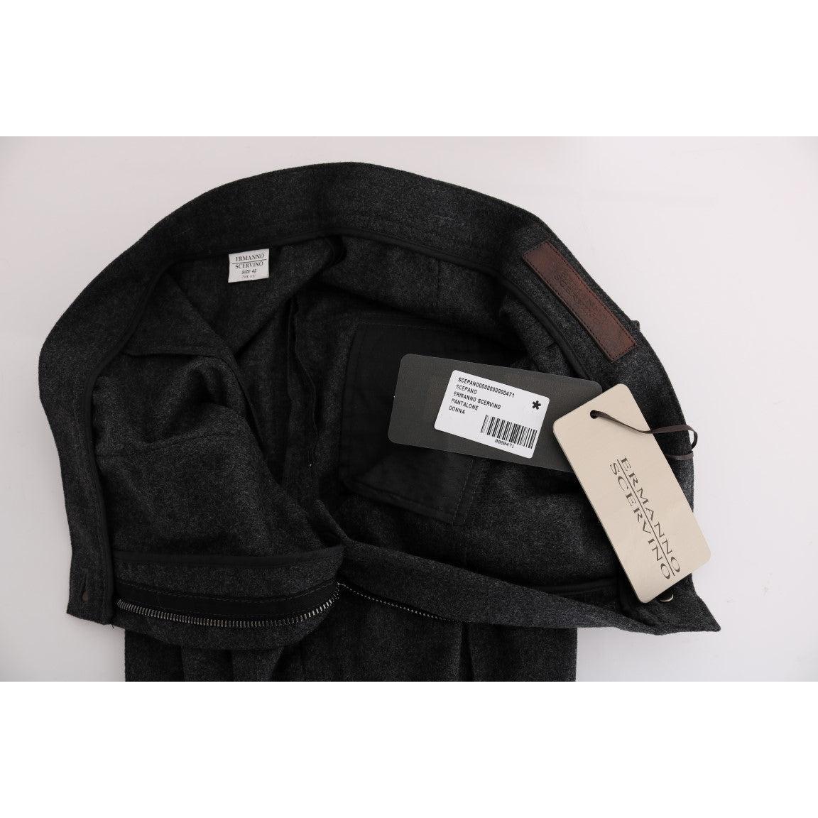 Gray Virgin Wool Skinny Casual Pants - coffeewithmee2