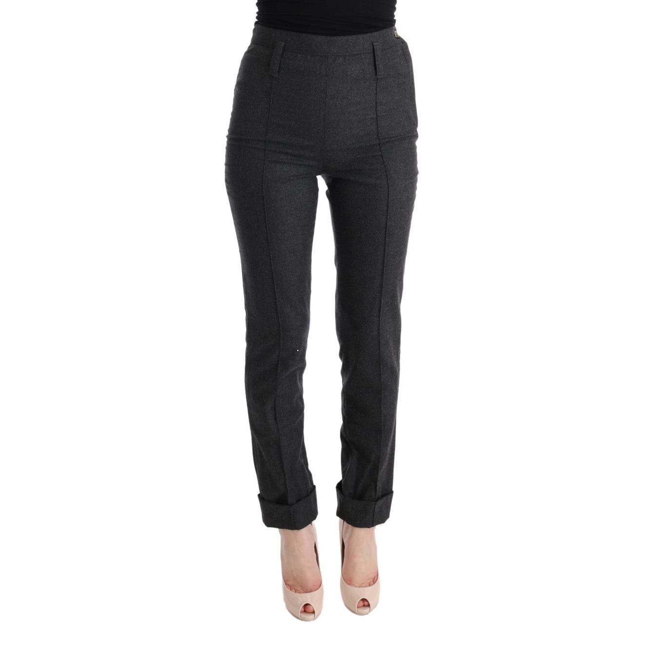 Gray Virgin Wool Skinny Casual Pants - coffeewithmee2