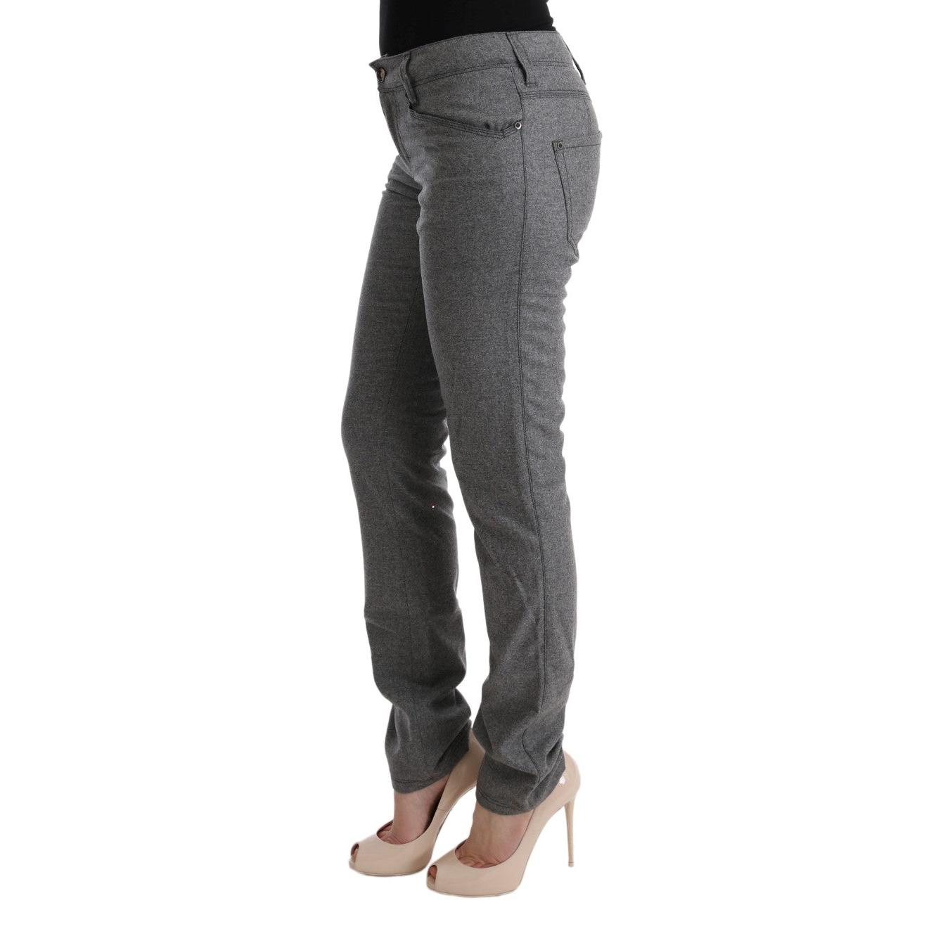 Gray Virgin Wool Skinny Casual Pants - coffeewithmee2