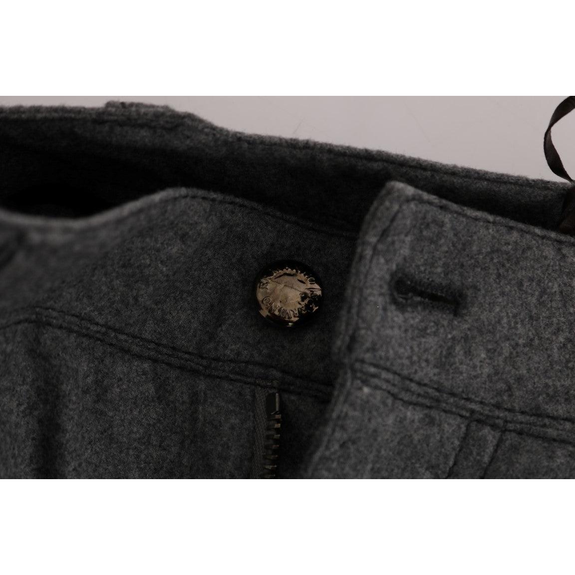 Gray Virgin Wool Skinny Casual Pants - coffeewithmee2