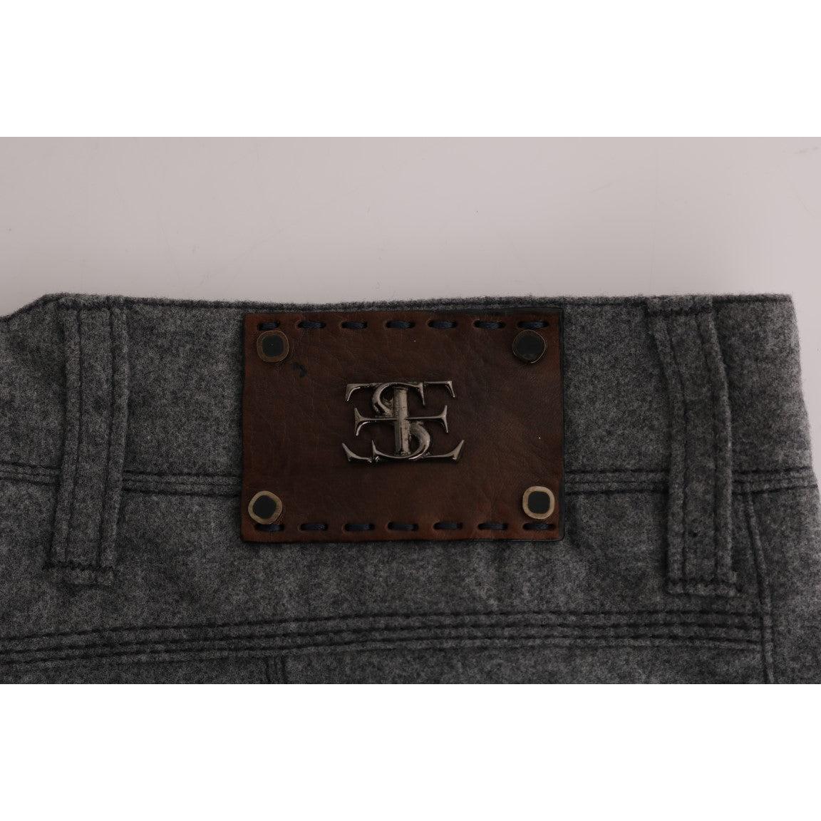 Gray Virgin Wool Skinny Casual Pants - coffeewithmee2