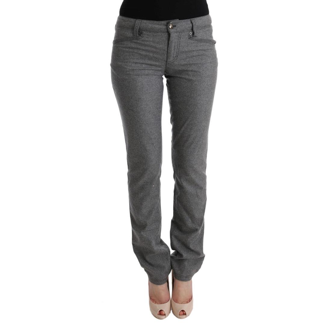 Gray Virgin Wool Skinny Casual Pants - coffeewithmee2