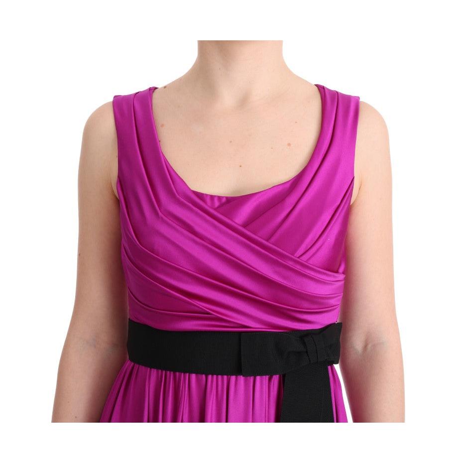 Pink Silk Stretch Shift Long Dress - coffeewithmee2