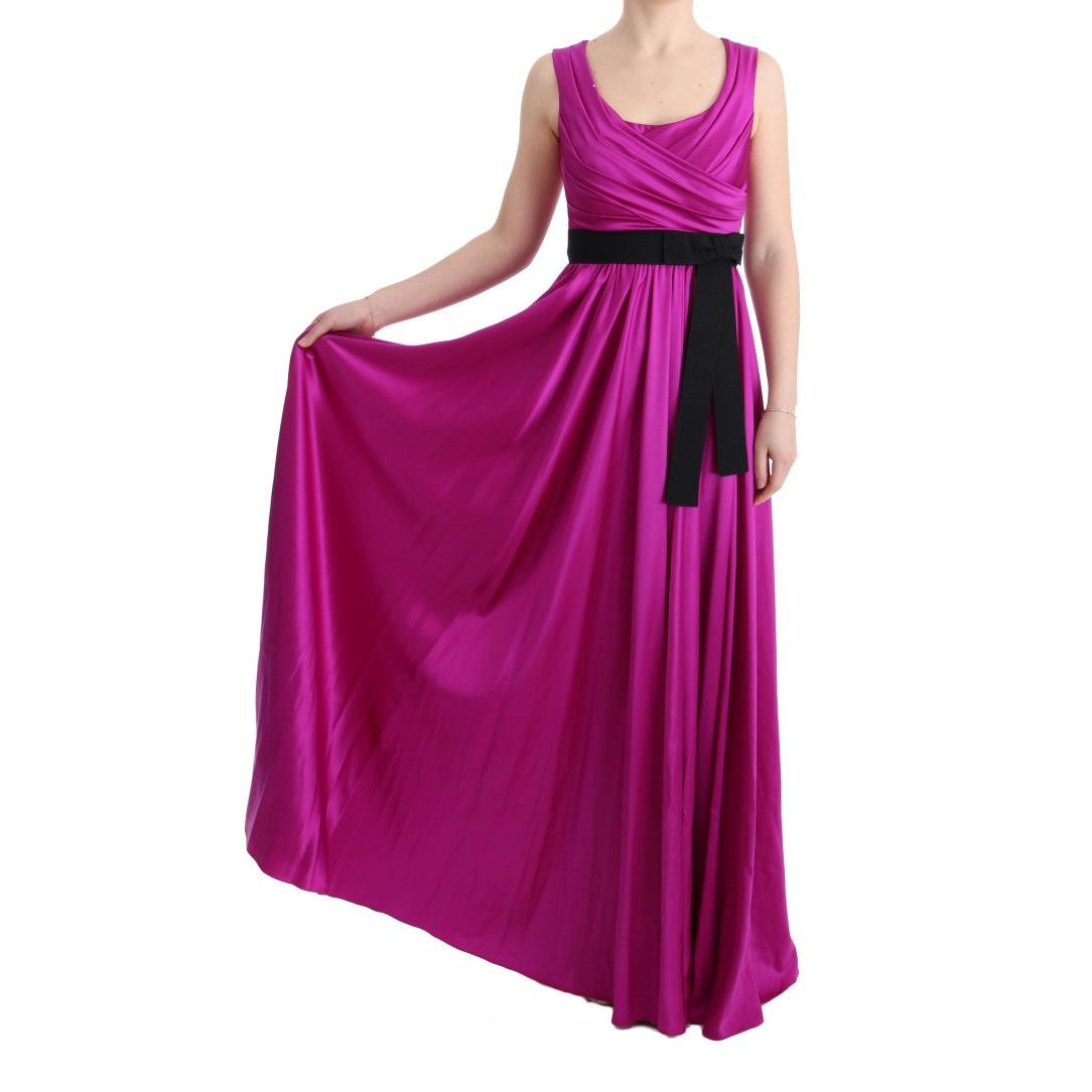 Pink Silk Stretch Shift Long Dress - coffeewithmee2