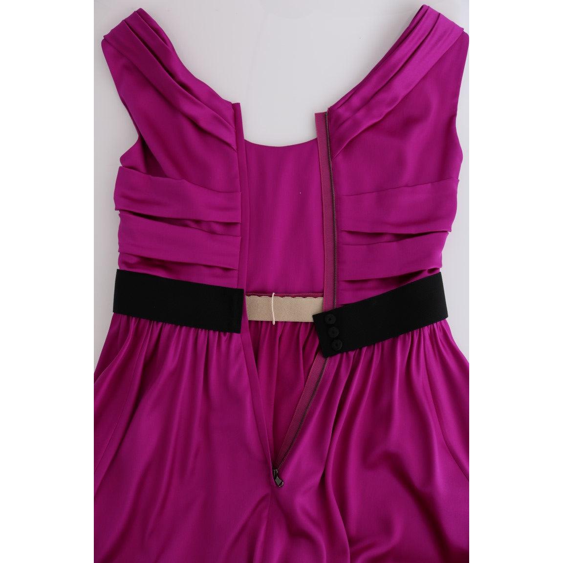 Pink Silk Stretch Shift Long Dress - coffeewithmee2