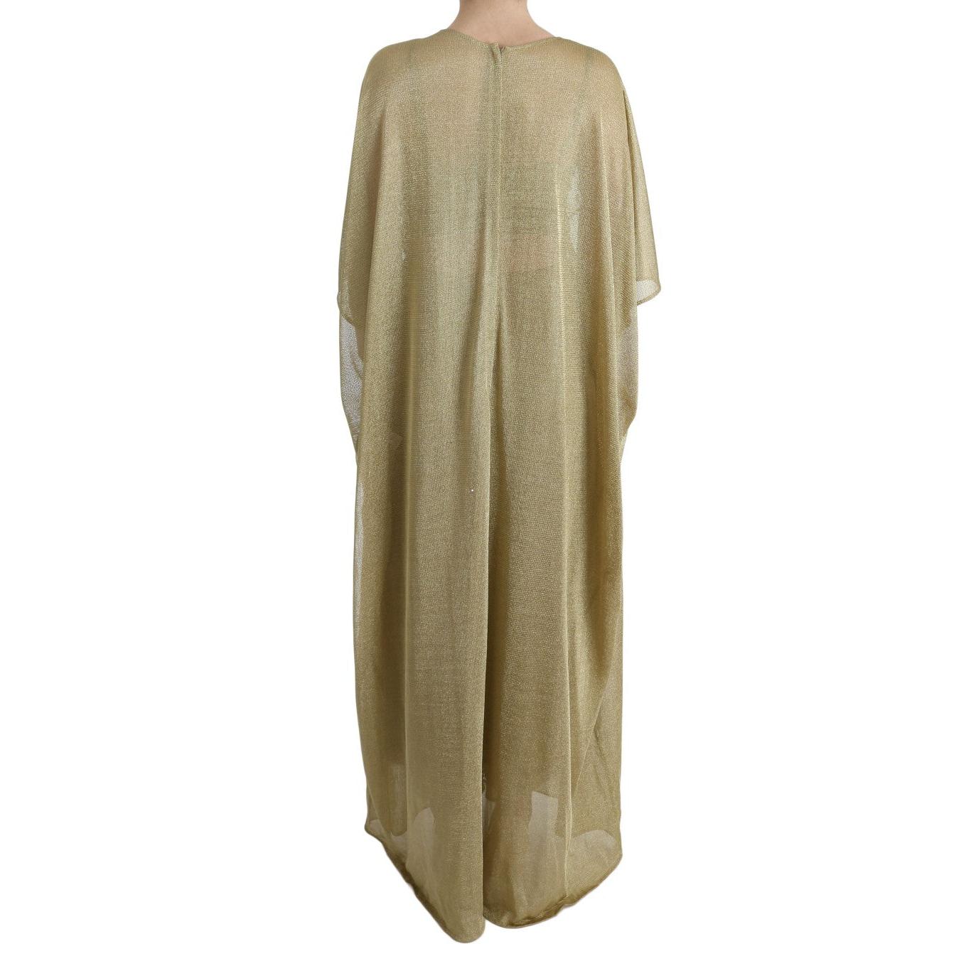 Gold Shift Long Blue Crystal Dress - coffeewithmee2