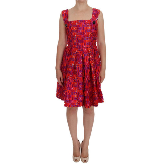 Pink Patterned A-line Above Knees Dress - coffeewithmee2
