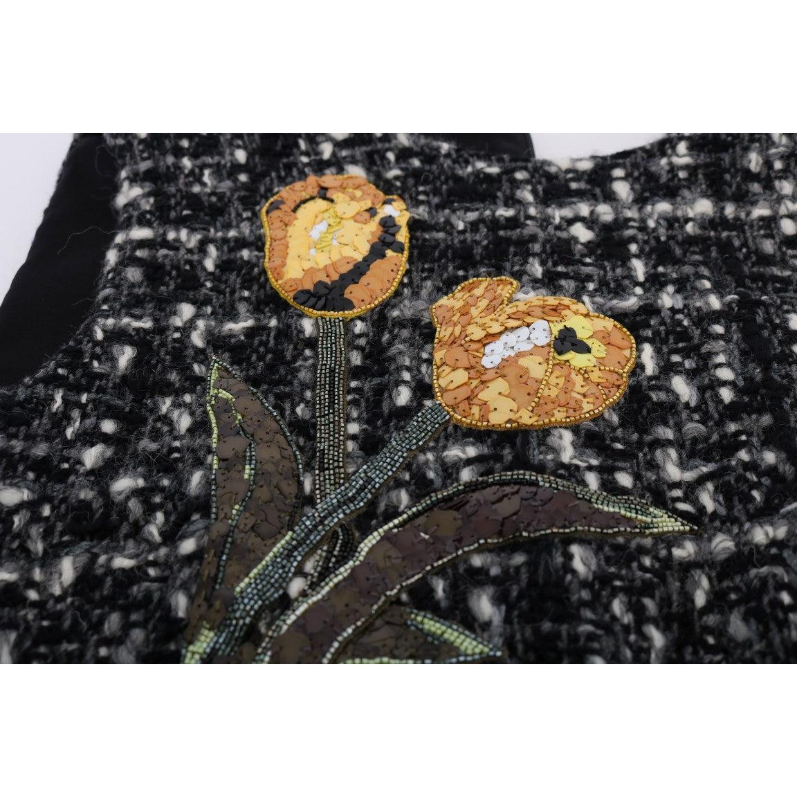 Gray Wool Short Crystal Teddy Bear Dress - coffeewithmee2