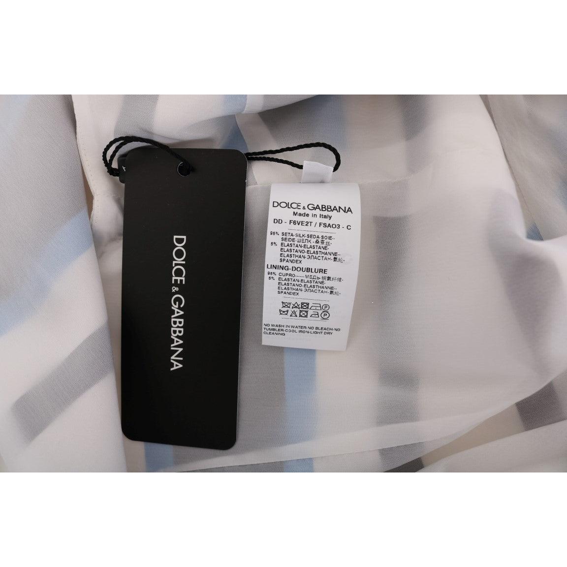 Blue White Striped Silk Stretch Shift Dress - coffeewithmee2