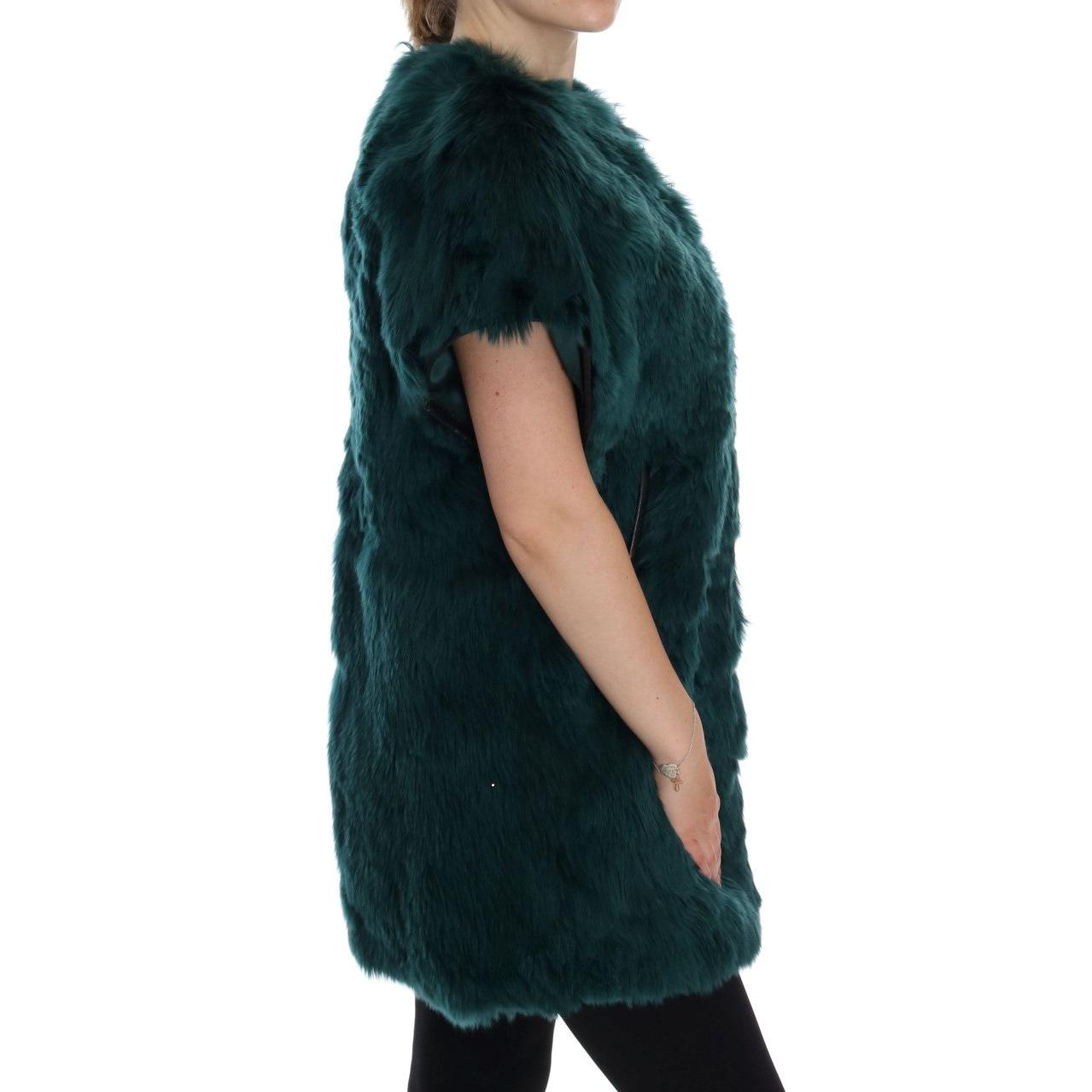 Green Alpaca Fur Vest Sleeveless Jacket - coffeewithmee2