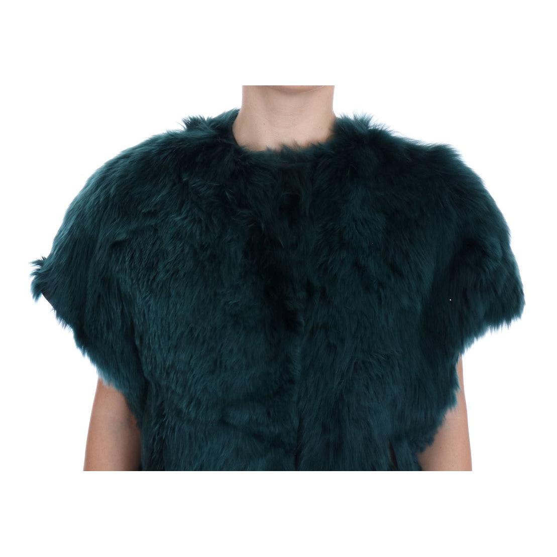 Green Alpaca Fur Vest Sleeveless Jacket - coffeewithmee2