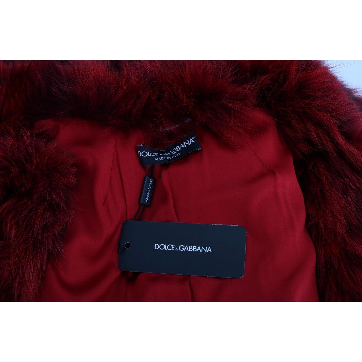 Red Coyote Fur Sleeveless Coat Jacket - coffeewithmee2