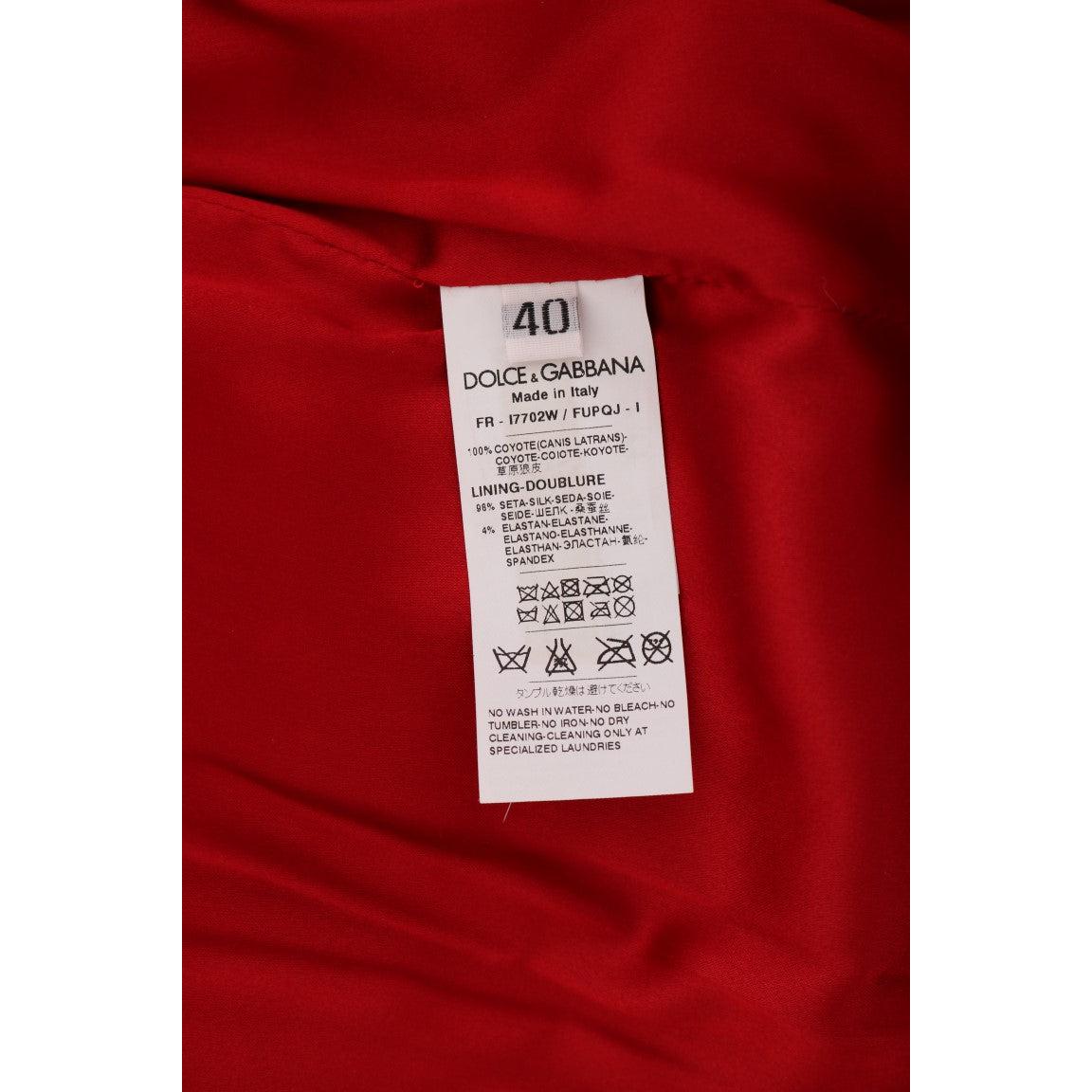 Red Coyote Fur Sleeveless Coat Jacket - coffeewithmee2