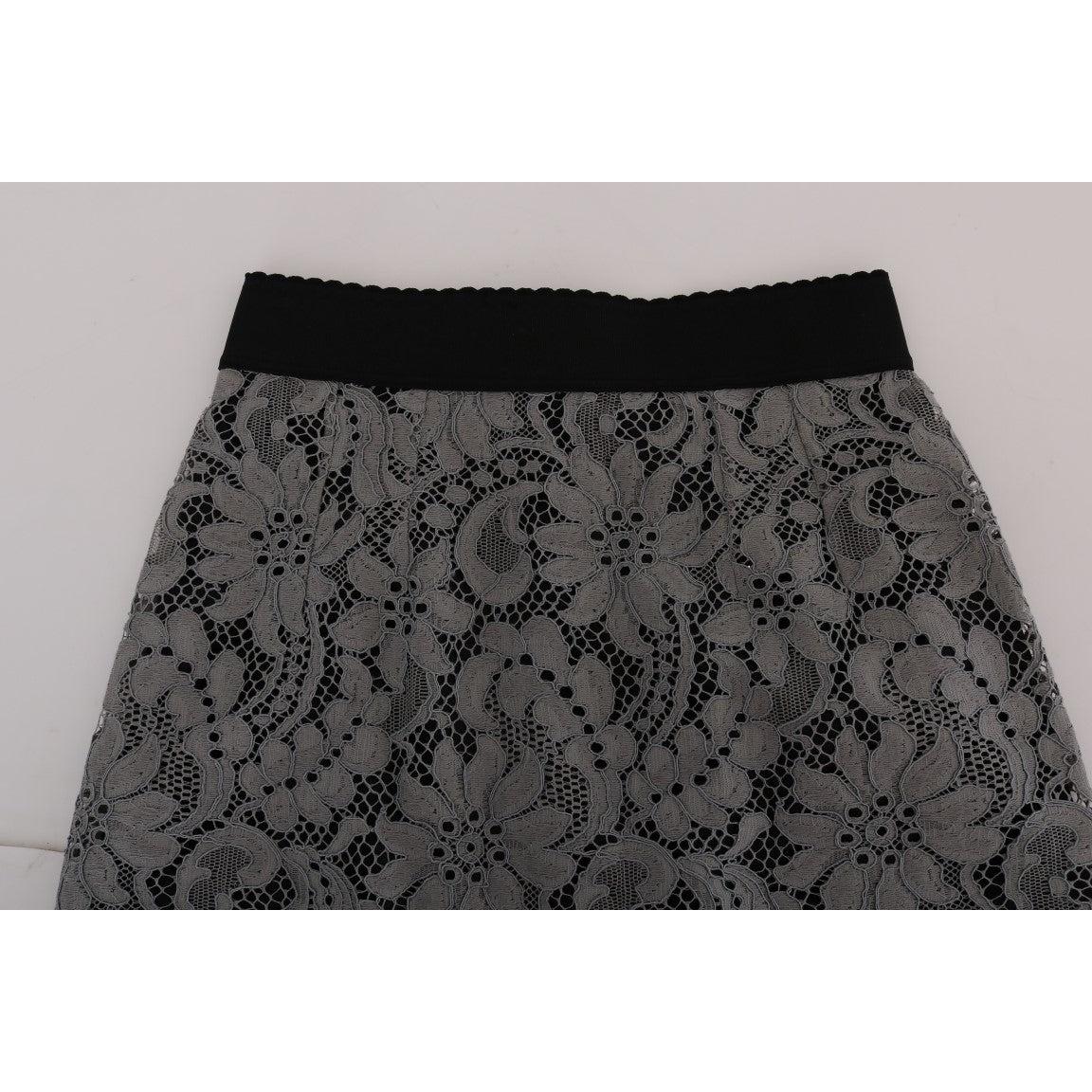 Gray Floral Lace Cotton Mini Skirt - coffeewithmee2