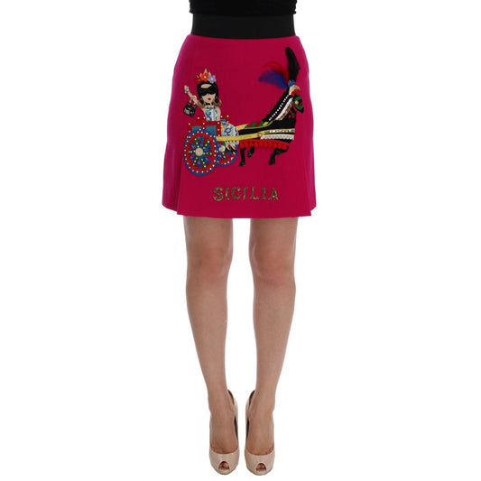 Pink Carretto Crystal Wool Skirt - coffeewithmee2