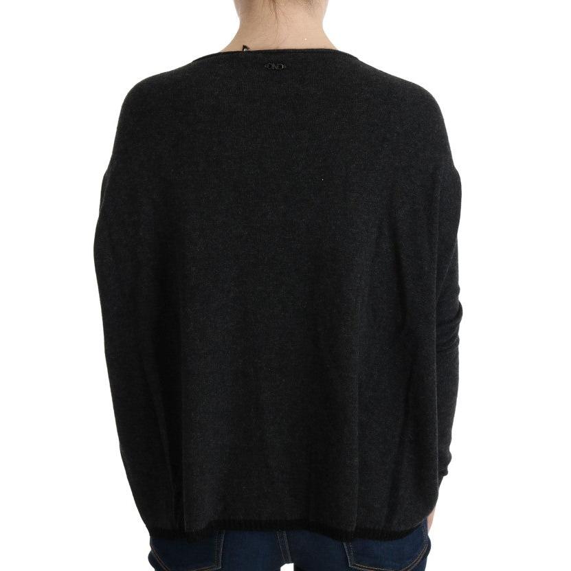 Gray Viscose Knitted Sweater - coffeewithmee2