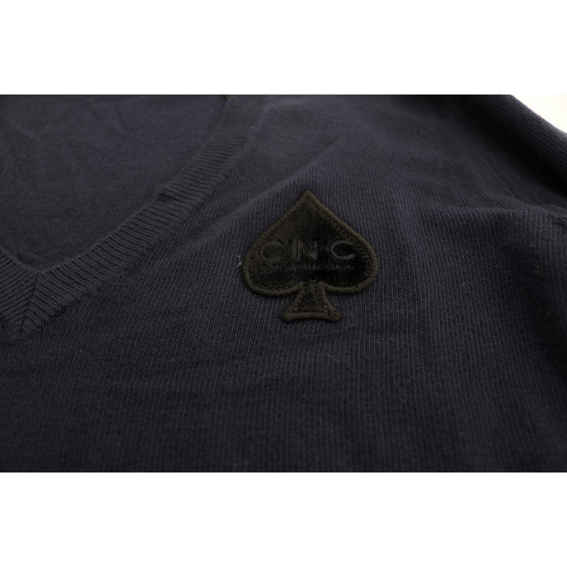 Blue V-neck Viscose Sweater - coffeewithmee2