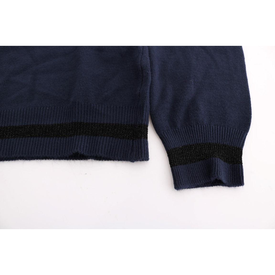 Blue V-neck Viscose Sweater - coffeewithmee2