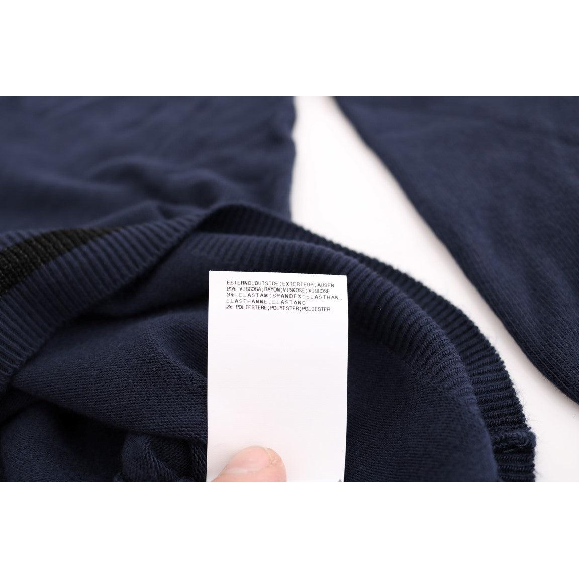 Blue V-neck Viscose Sweater - coffeewithmee2