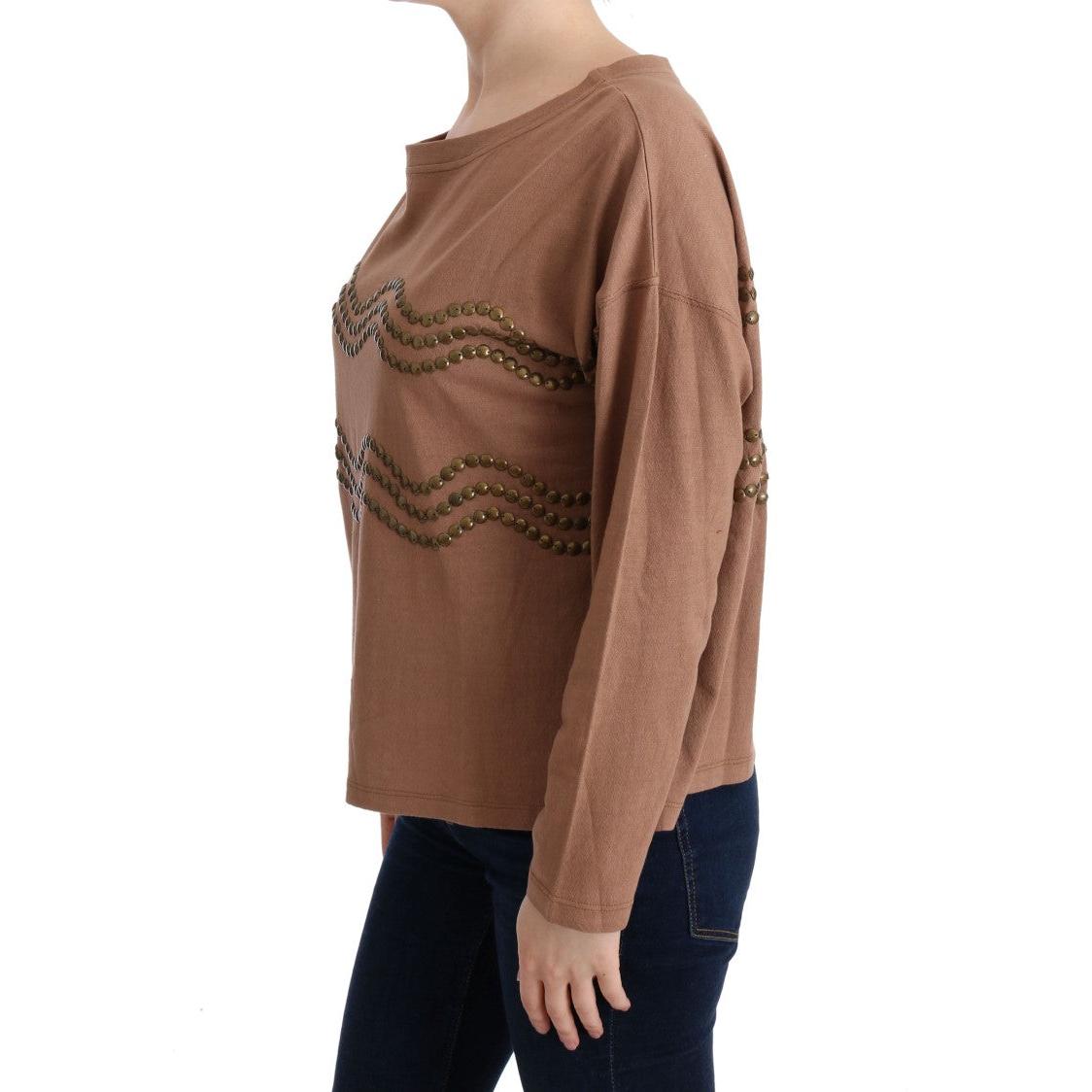 Brown Cotton Studded Sweater - coffeewithmee2