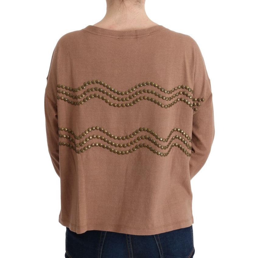Brown Cotton Studded Sweater - coffeewithmee2