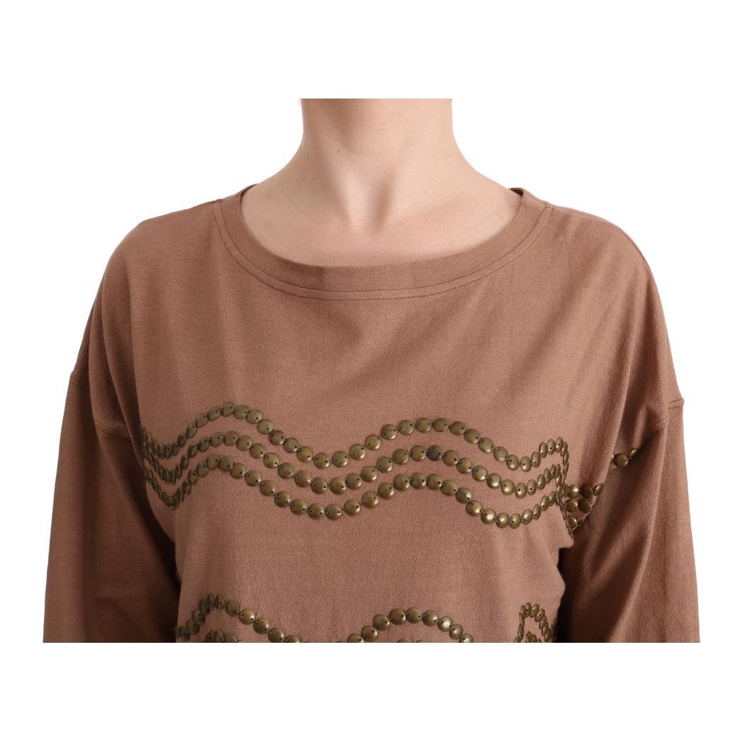 Brown Cotton Studded Sweater - coffeewithmee2