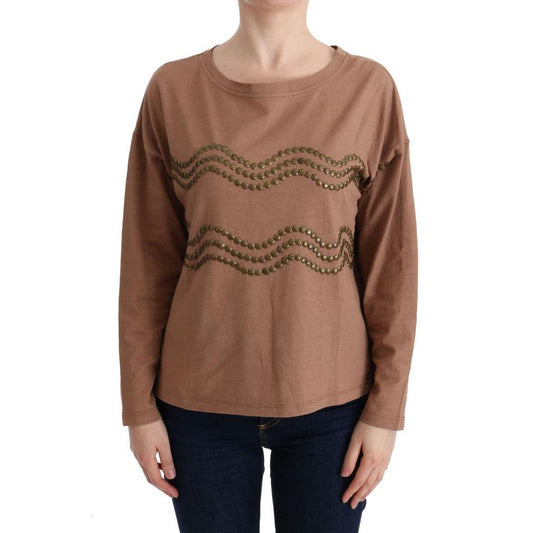Brown Cotton Studded Sweater - coffeewithmee2