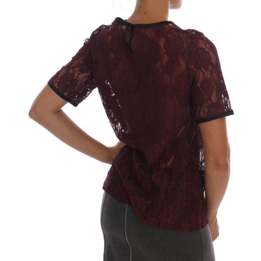 Purple Floral Lace Blouse Top