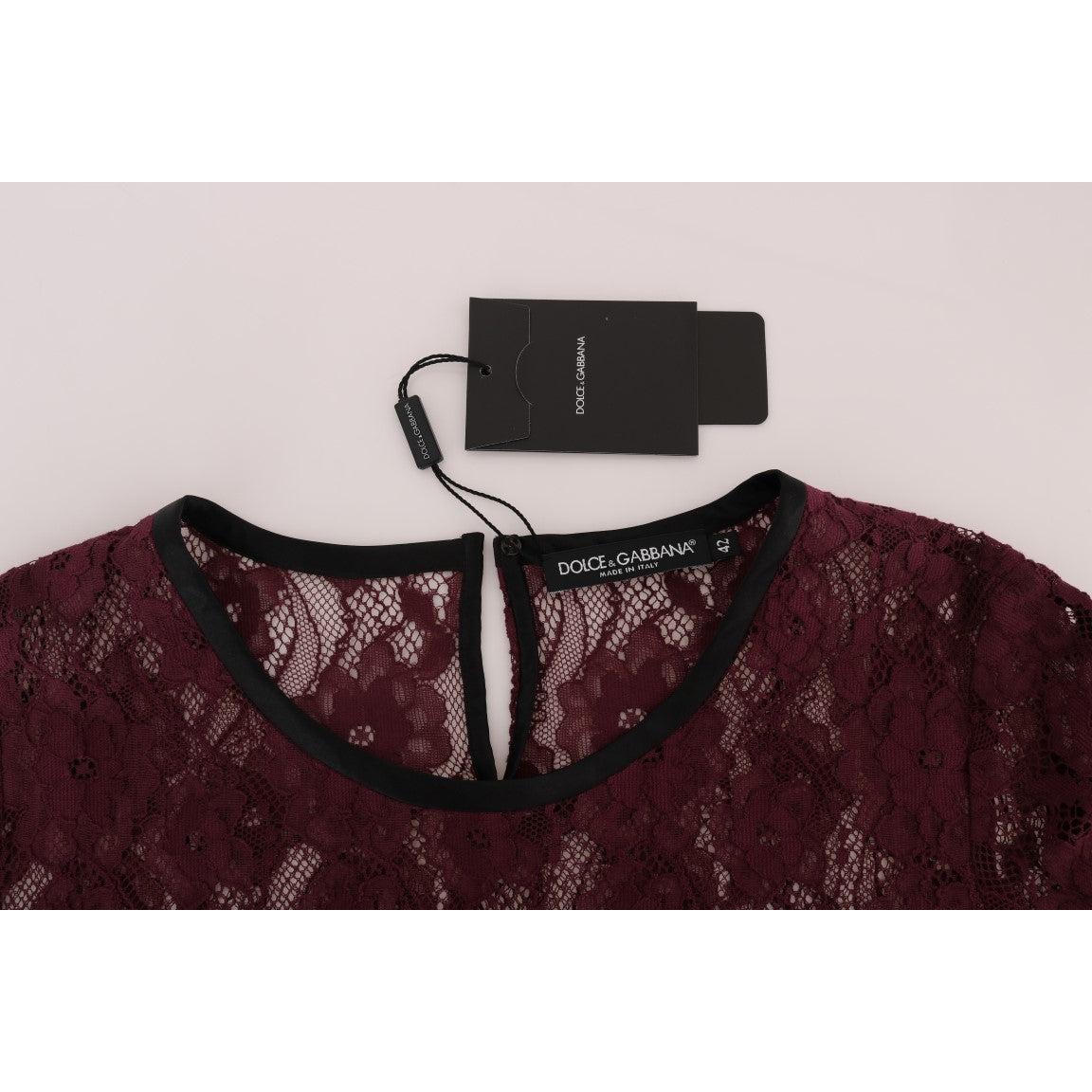 Purple Floral Lace Blouse Top