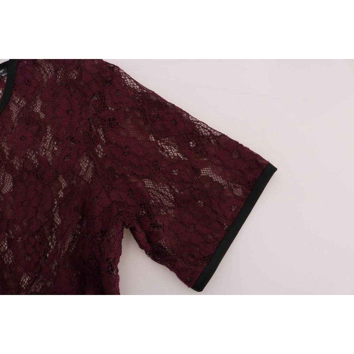 Purple Floral Lace Blouse Top