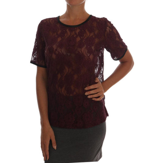Purple Floral Lace Blouse Top