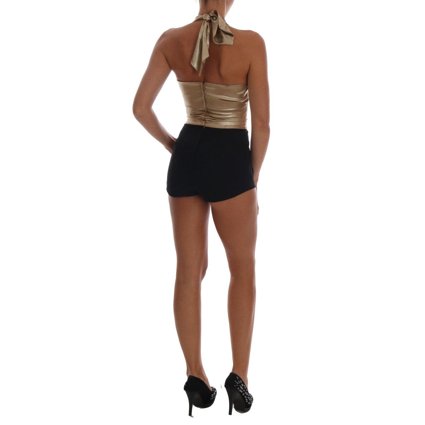 Gold Silk Stretch Romper Body