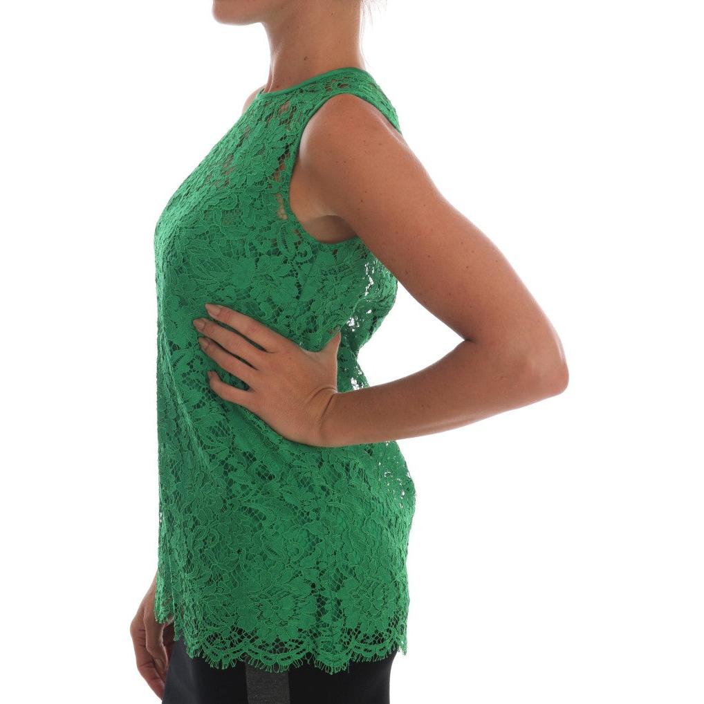 Green Floral Lace Top Blouse