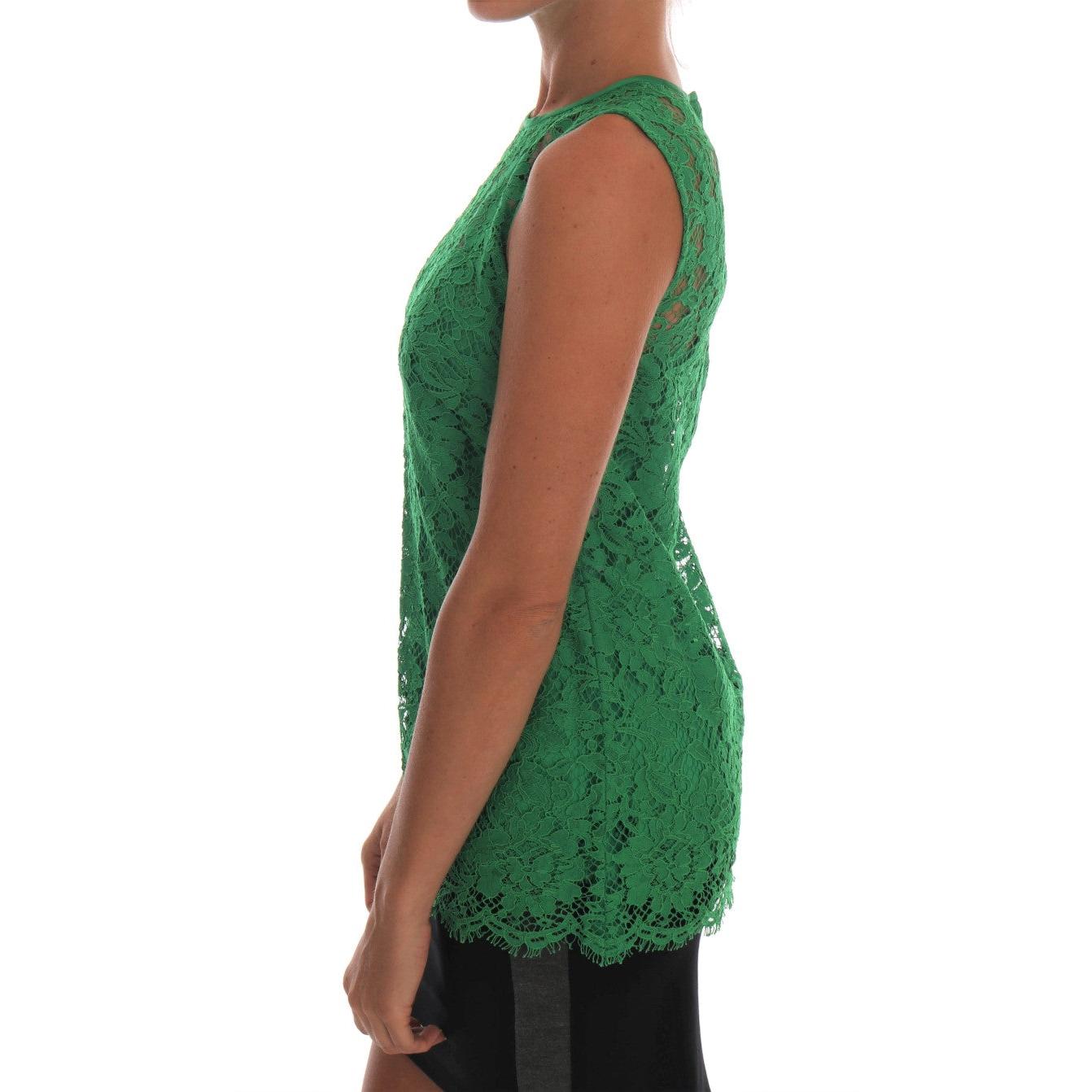 Green Floral Lace Top Blouse