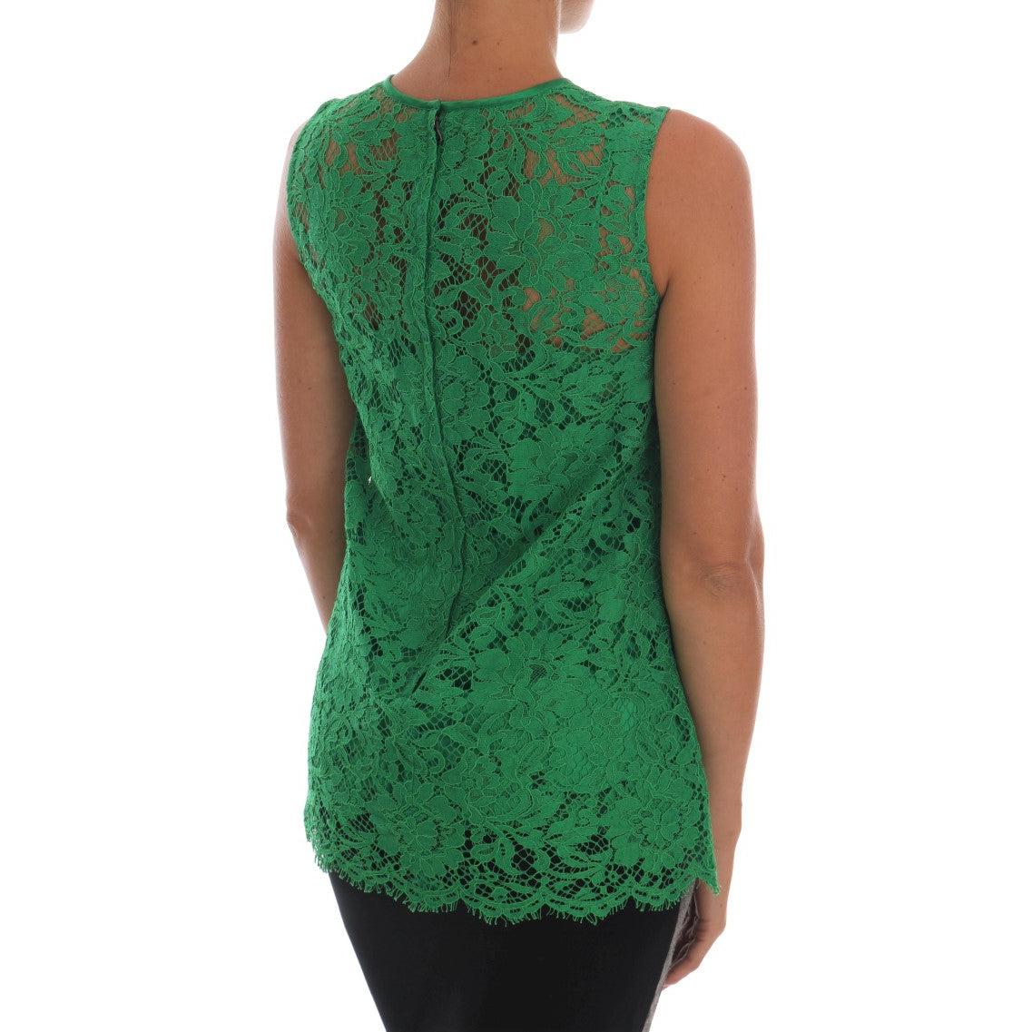 Green Floral Lace Top Blouse