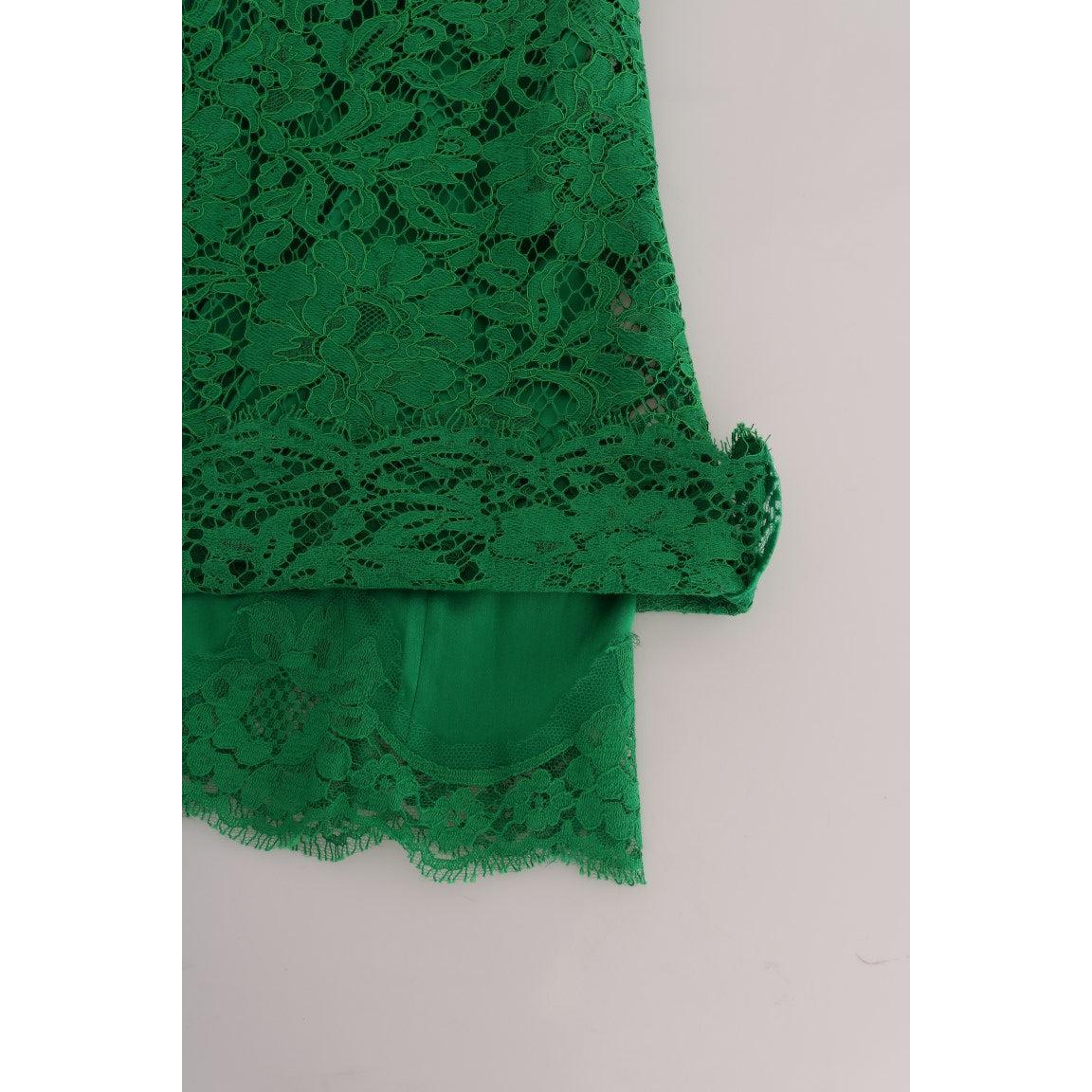 Green Floral Lace Top Blouse