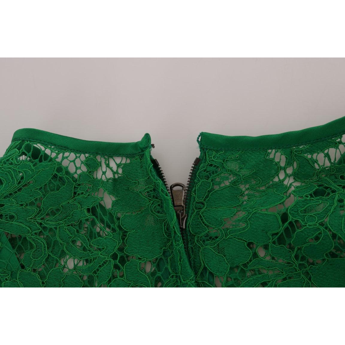 Green Floral Lace Top Blouse