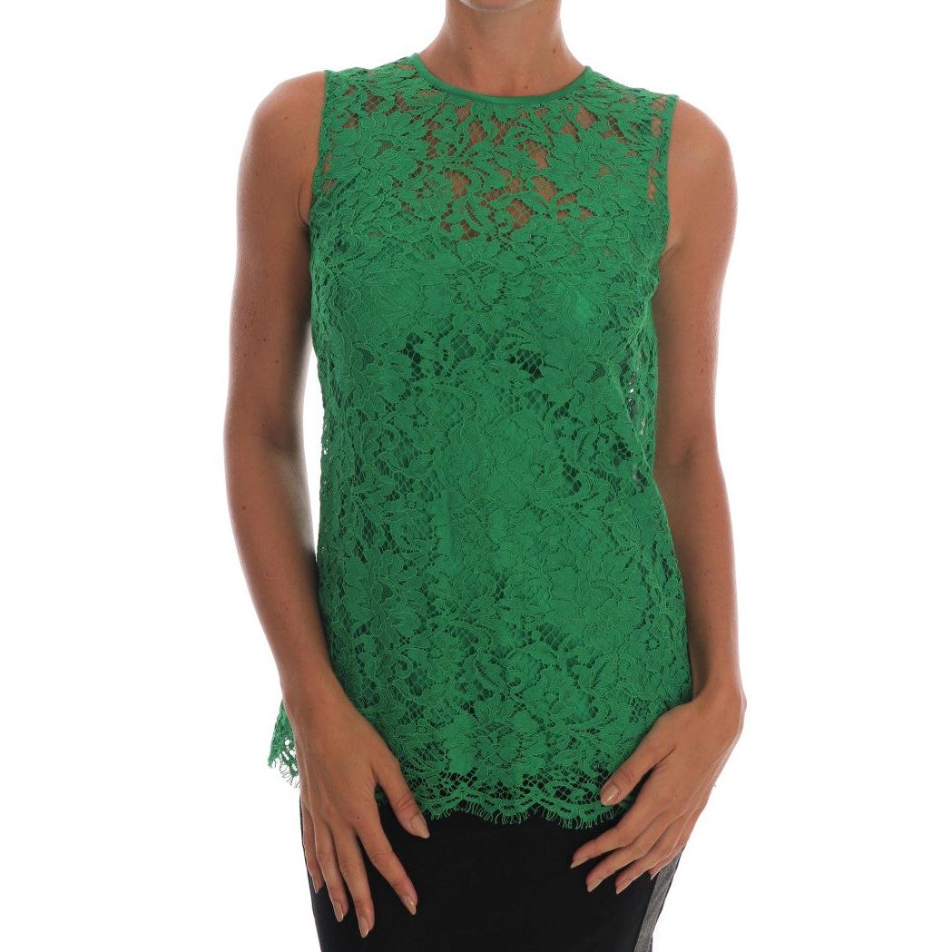Green Floral Lace Top Blouse