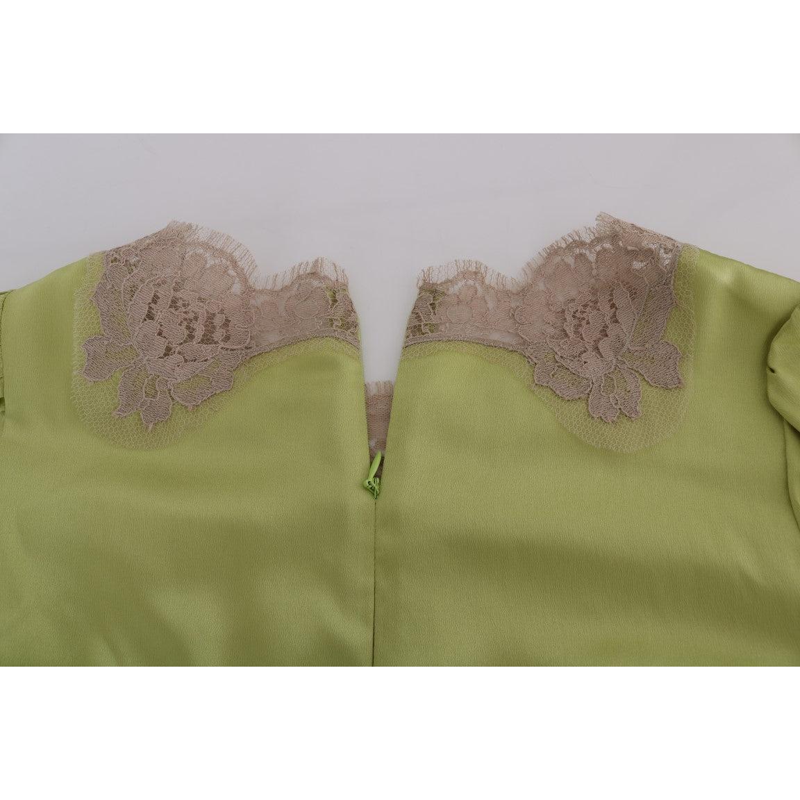Green Silk Stretch Blouse Top