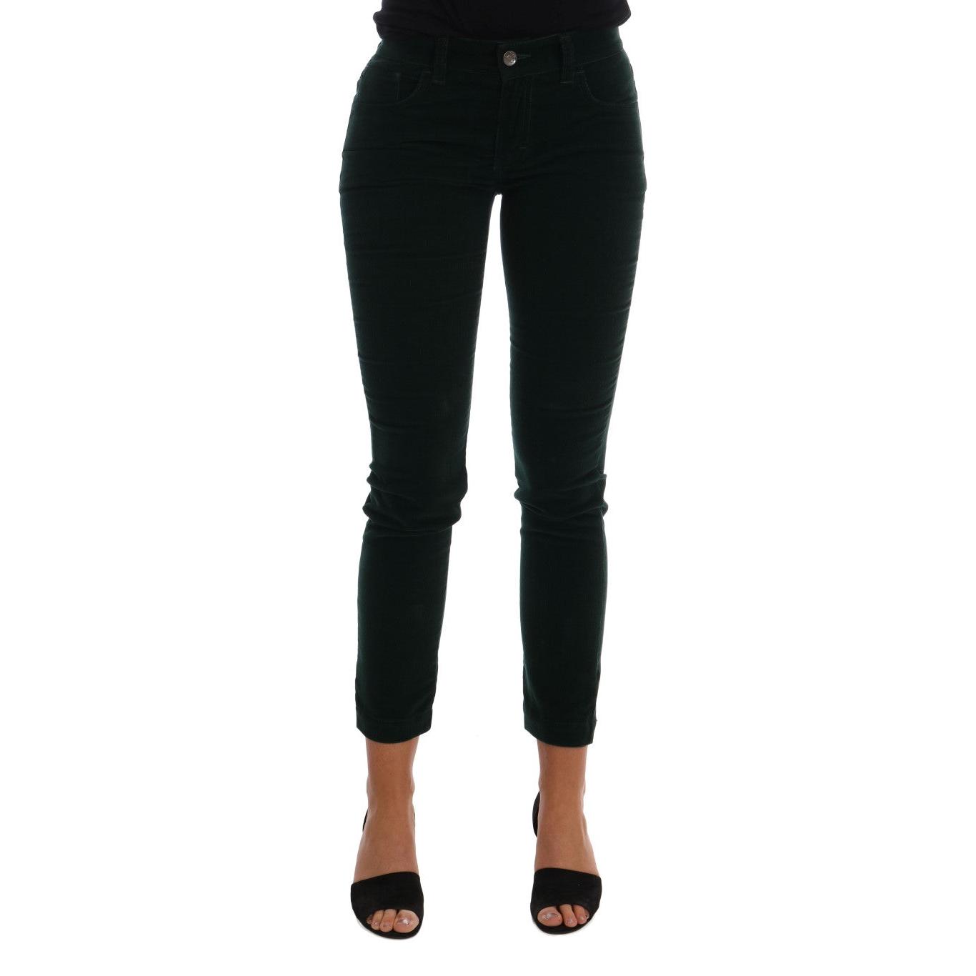 Green Corduroy Cotton Stretch Jeans