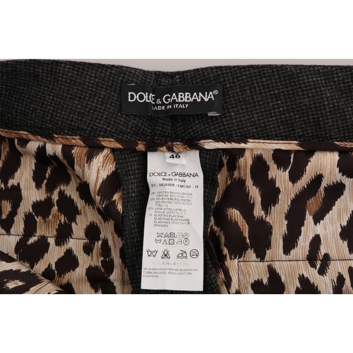 Gray Viscose Wool Woven Pants