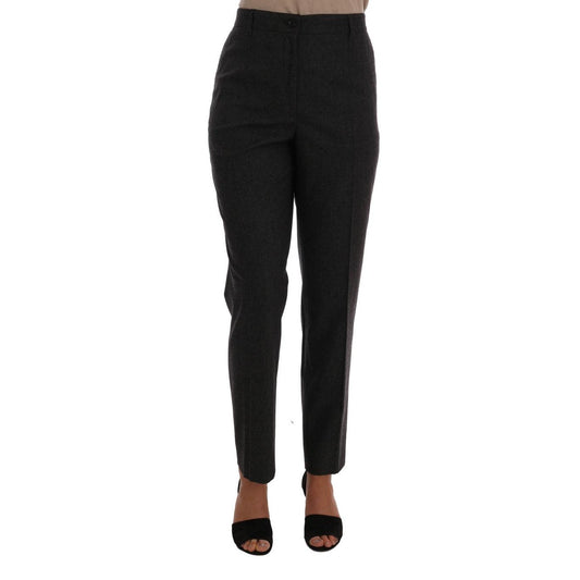 Gray Viscose Wool Woven Pants