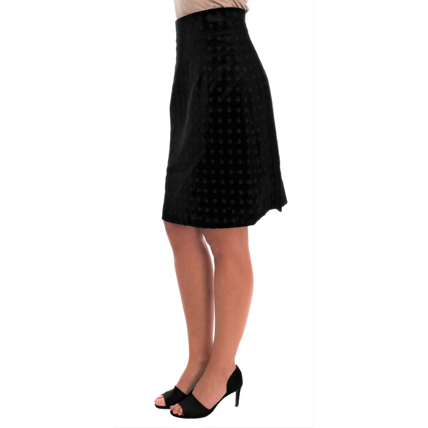 Dark Green Baroque Velvet Pencil Skirt