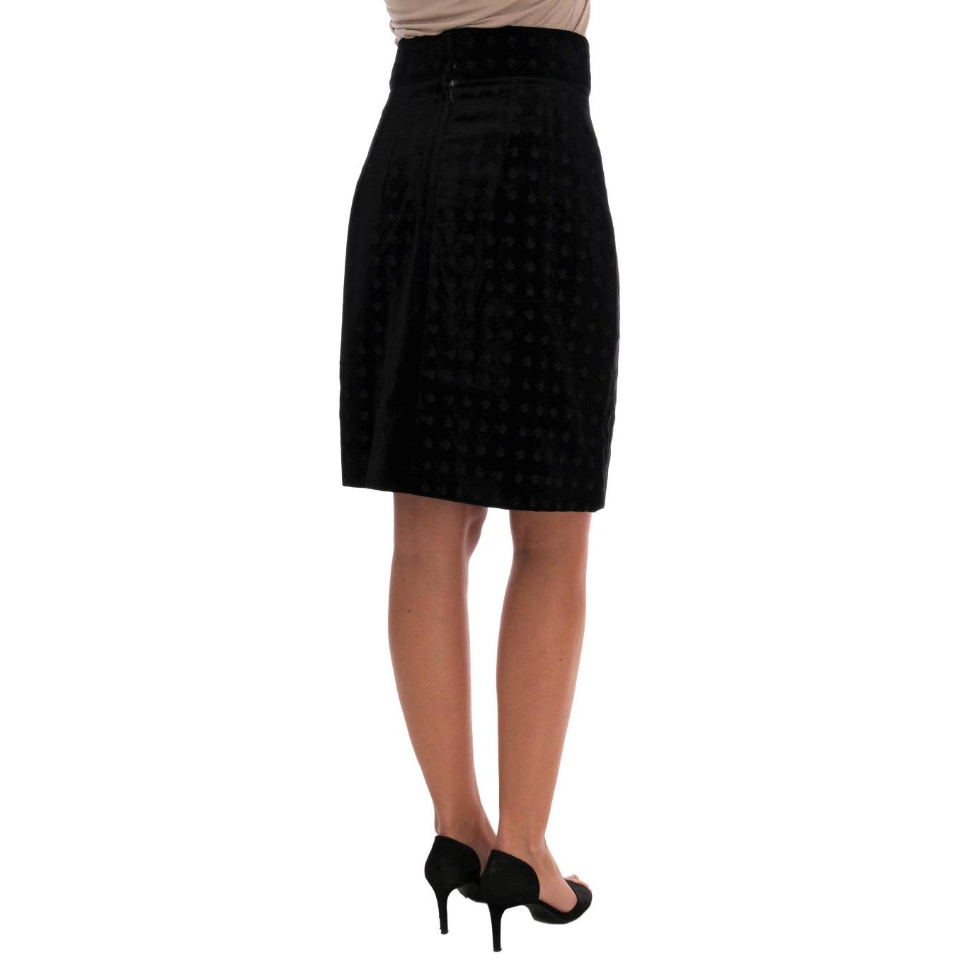 Dark Green Baroque Velvet Pencil Skirt
