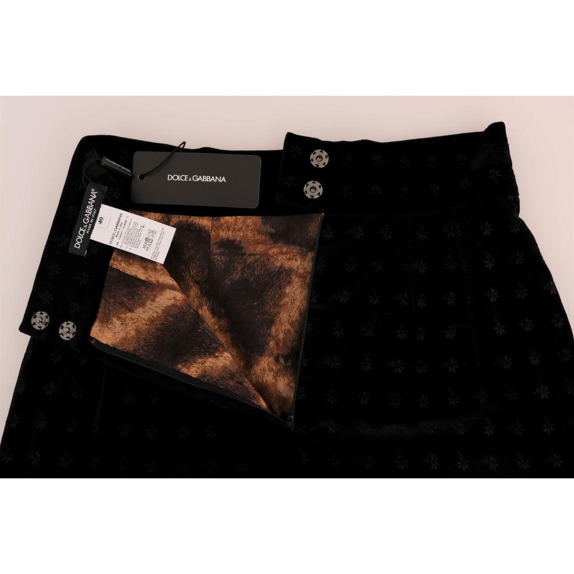 Dark Green Baroque Velvet Pencil Skirt