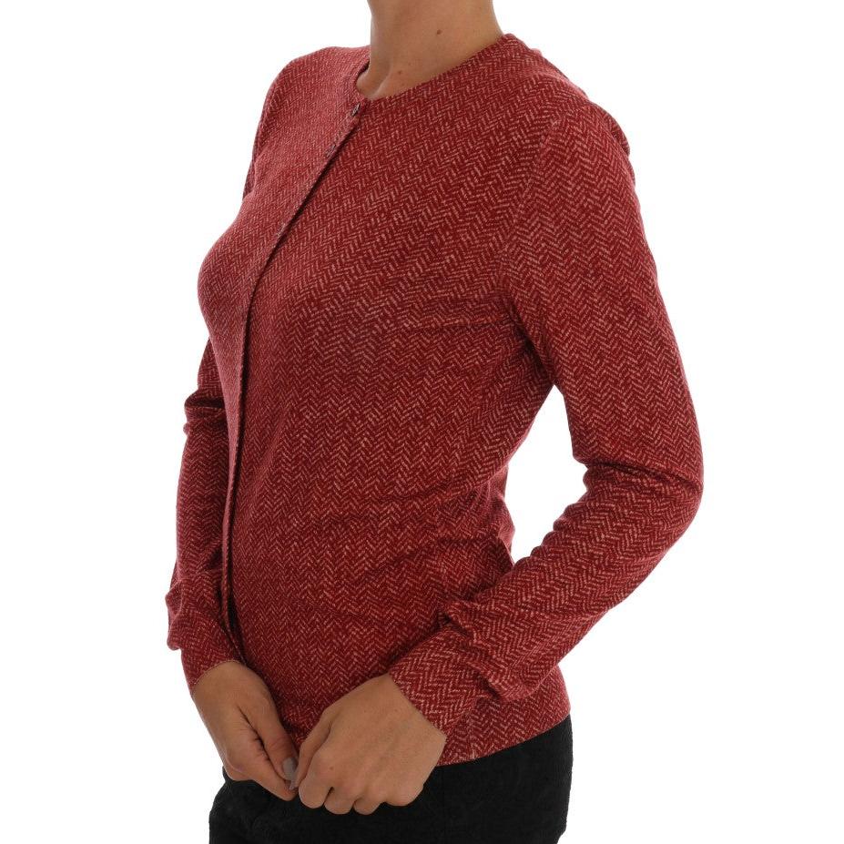 Red Wool Top Cardigan Sweater